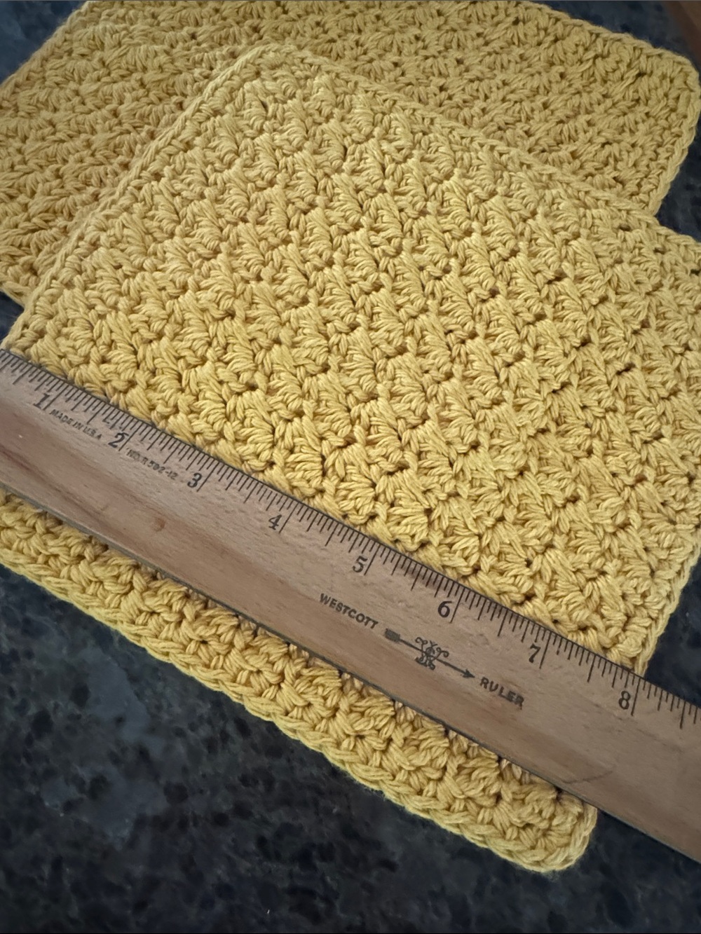 Handmade Crochet Dishcliths Mustard Yellow - Set of 2 - 100% Cotton